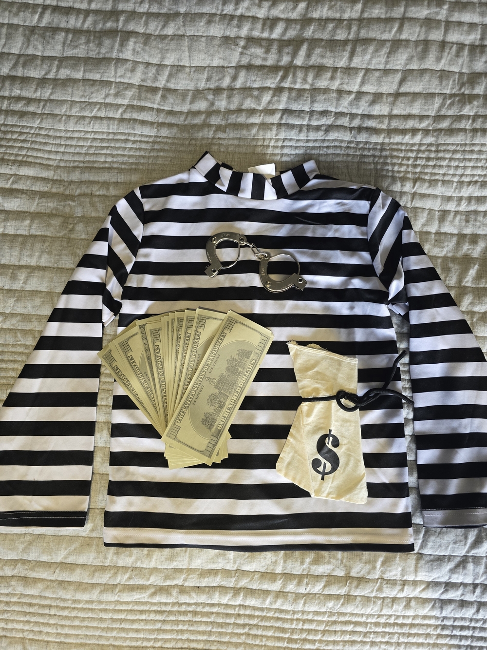 Spirit Black & White Striped Kids Prisoner Costume